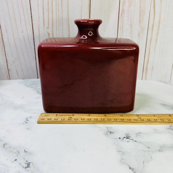 Vintage Royal Haeger 244-01 Red Bordeaux Vase Rectangle 1999 Original Sticker - Picture 9 of 10